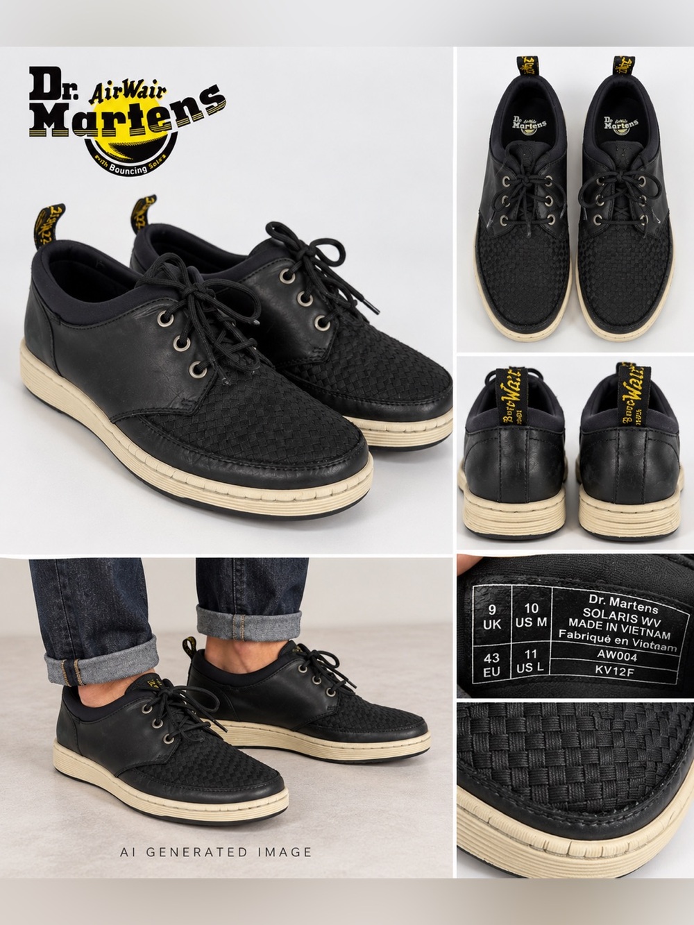 Dr. Martens Solaris Woven Leather Oxford Shoes Men 10 Casual Sneaker Comfort